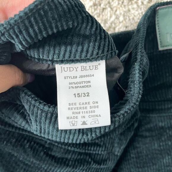 Judy Blue Pants Women’s 15/32 Emerald Green Corduroy High Rise Wide Leg - Picture 5 of 7